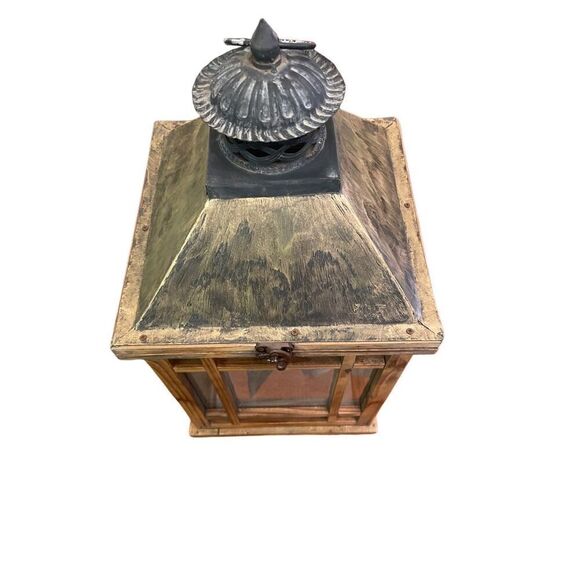 Rustic Wood Candle Holder Lantern-Medium Size/Upcycled - Picture 6 of 9